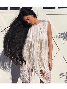 White Fringe Sleeveless Mini Dress